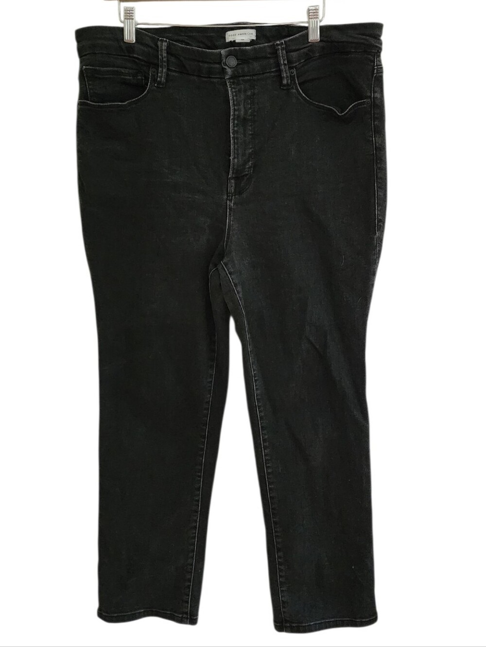 Good American Good Legs Black High Rise Straight Jeans Size 16 - Picture 2 of 8